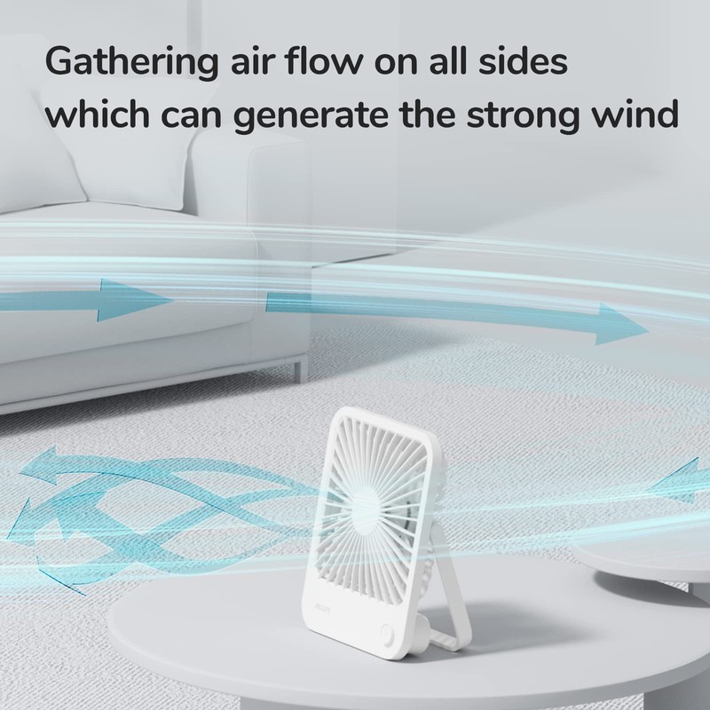 JISULIFE Desk Fan Battery Rechargeable, 4500mAh 180°Foldable Portable Personal Fan,