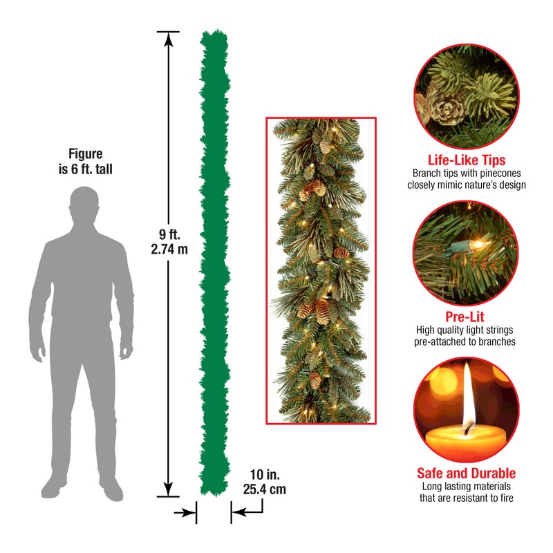 National Tree Company 9 ft Pre-Lit Carolina Pine Artificial Christmas