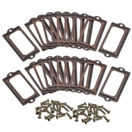 sourcing map Metal Label Holders, 70x33mm 50pcs File Name Card Tag Label Holder Frame for Office Library Drawer Cabinet Shelves, Copper Tone