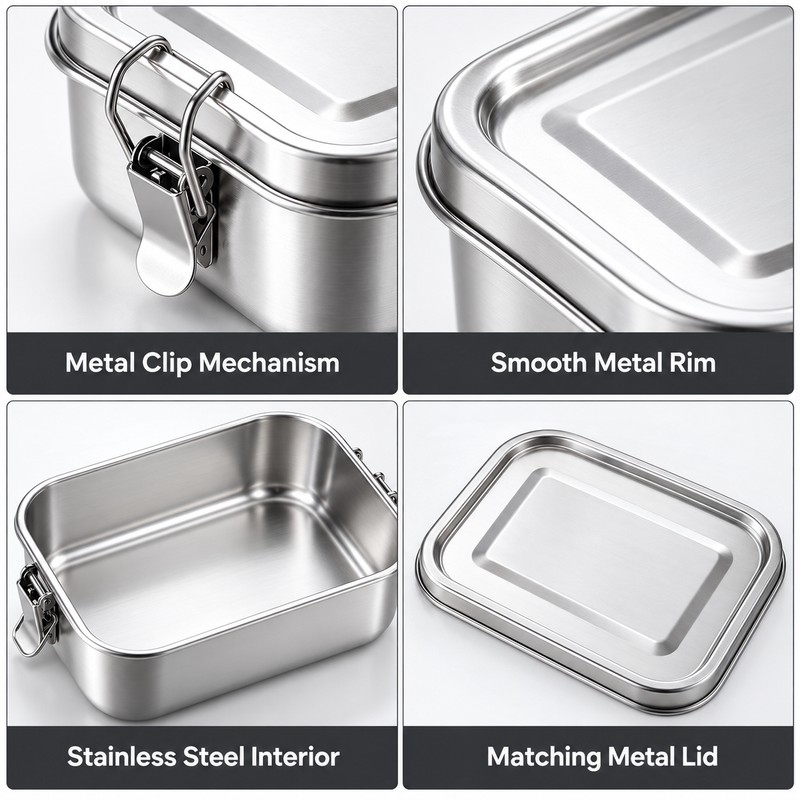 Stainless Steel Lunch Box for Meals & Snacks – Locking