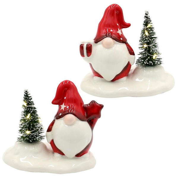 Dekohelden24 Gnome Gnome Gnome in White / Red with Fir,