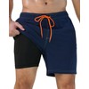 difficort Mens Bathing Suit with Compression Liner Quick-Dry Swim Trunks