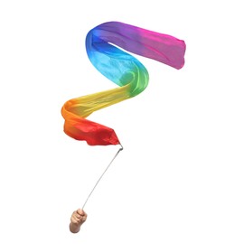 Winged Sirenny Youth Silk Ribbon Dancer Wand, Church Worship & Praise Adoration Dance Flag Banner, Juggling Play Silk Streamer with Rods (71" Rainbow)