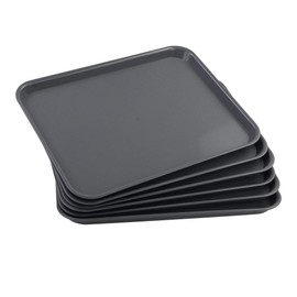 Vcansay Larger Plastic Fast Food Restaurant Serving Trays, Deep Grey, 6 Packs