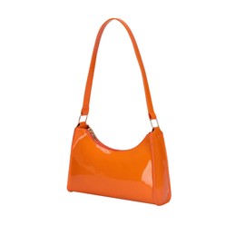 QWEEE Women's Patent Leather Tote Satchel Purse - Orange One-Size