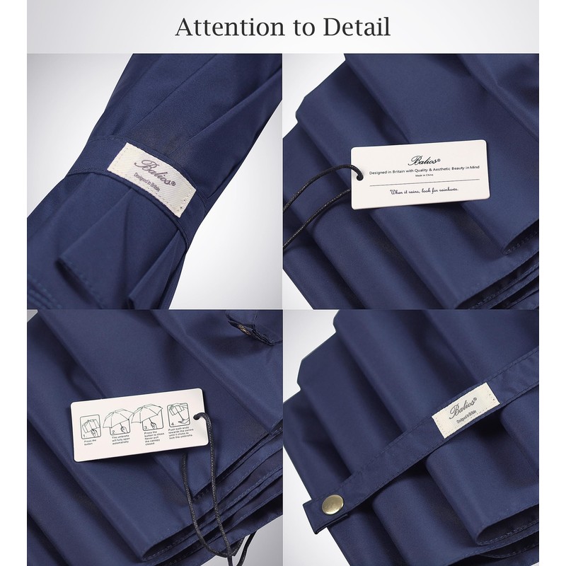 Balios Travel Umbrella Wood Handle Auto Open Close Vented Canopy