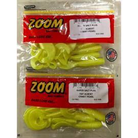 Zoom 2 PACKS - Zoom Super Salt Plus Fat Albert   3"   Single Tail - CHOOSE COLOR - Chart. Pearl 011-046