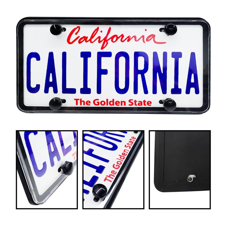 Motorfi 2 Pcs Silicone License Plate Frames with Polycarbonate Covers,