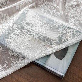 Jayla Sheer Lace White Curtains for Bedroom Voile Bilateral Embroidery Light Filtering with Scalloped Edges Knitted Lace Curtains for Living Room Kitchen Rod Pocket 2 Panels 42 W x 84 L Inch