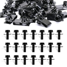 awlbed 20 PCS Car Body Bolt Patch Kit, Hood Protector Fender Bumper Radiator Hood Panel Fastening Screw Bolt Extrusion U-Shaped Clip, Multi-Purpose Fixing Accessories, for Most Car Models (Black)