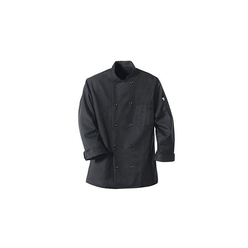 Chef Designs mens Black Coat Ten Pearl Buttons chefs jackets,