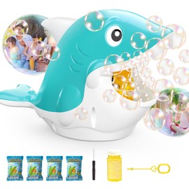 Tecnock Fish Bubble Machine For Kids with 4 Bubble Liquid Automatic Bubble Wand Blower for Toddler Party Wedding Outdoor Garden Toys Boys Girls Birthday Gifts