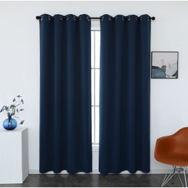 INLINAS 42W x 84L Inch Blackout Curtains for Bedroom, Thermal Insulated, Noise Reduction, Energy Saving Set of 2 Panels, Navy Blue