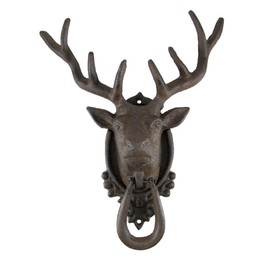 Antiqued Finish 8 Point Buck Deer Door Knocker