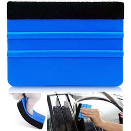 Squeegee for Car Wrapping, For Cars, Bikes, Cutting Sheet, Sticker, Spatula, Sticker, No Scratches, Pre-made, Air Removal, Car Rear Pillar Bar, Squeegee Blue (With Felt)
