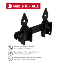 Gedotec Garden Gate Latch Black Gate Latch Length 120 mm Steel Door Bolt for Screwing Garden Gate Locking Antique 1 Piece - Peat Trap Throw Metal with Counterpart