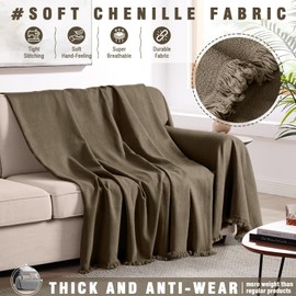 TAOCOCO Couch Cover Blanket Sectional Sofa Covers Thick Durable Loveseat Cover for 2 Cushion Couch Washable Pet-Friendly Sofa Slipcovers Furniture Protector with Tassels (71''x118'' Brown)