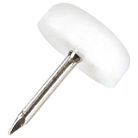 Adsamm® 100 x Plastic Gliders with Nail / White / Diameter 15 mm / Round / Furniture Gliders with Nail / Furniture and Floor Protection in Adsamm® Quality