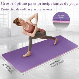 Tapete de Yoga Antideslizante, Esterilla Yoga con Premium Material ecológico TPE 72'' x 24'' Agarre de Alto Rendimiento, Tapete para Ejercicio Yoga Pi