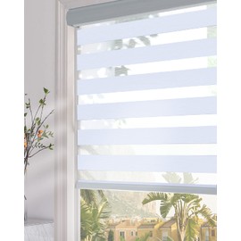 Persilux Blackout Zebra Window Shades Dual Layer Roller Sheer Shades (29" W X 72" H, Light Grey) Light Filtering Roller Blinds Light Control for Day and Night, Home and Windows