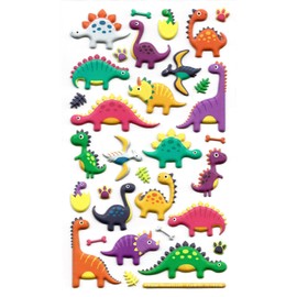 Prehistoric 3D Squishy Foam Reusable Stickers | Perfect for Craft Activities for Children and Adults | Reusable on Non-Porous Surfaces, Green