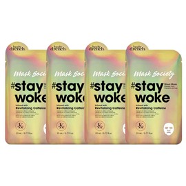 Body Drench Mask Society Stay Woke Face Sheet Mask with Revitalizing Caffeine x 4 packs