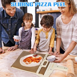 Sliding Pizza Peel - Wood Pizza Slider Smart ，Pizza Peel Slider That Transfer Pizza Perfectly，Non Stick Pizza Slider - 21.7" x 11.8"
