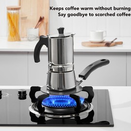 Stainless Steel Heat Diffuser for Electric Glass Gas Ceramic Cooktop, Induction Adapter Simmer Plate, Gas Stove Converter Disk with Removable Handle, Black 5.5-inch