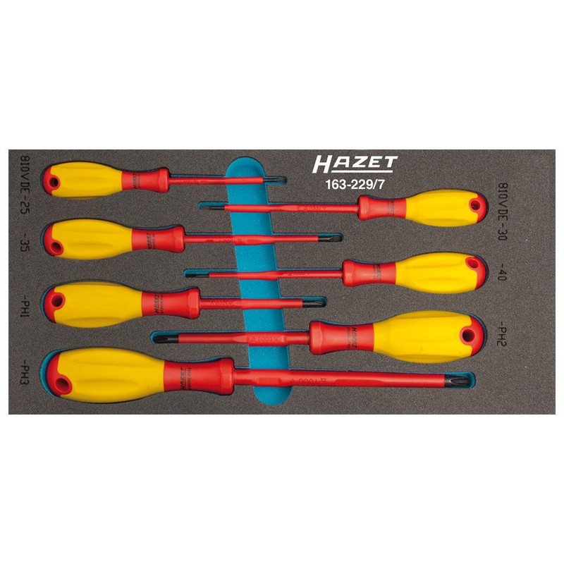 HAZET 163-229/7 Slot Cross Recess PH Profile VDE Screwdriver Set