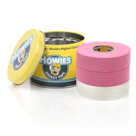Howies 3 Pack Hockey Stick Premium Cloth or Shin Tape - Choose Colors (1 Inch x 24 Yards) Clear/Poly (1" x 30yds) Free Tape TIN (2 Pink / 1 Clear)