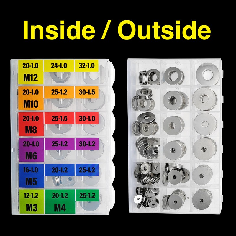 EEEEE Fender Washers for Screws (18 Types) Flat washers Assortment