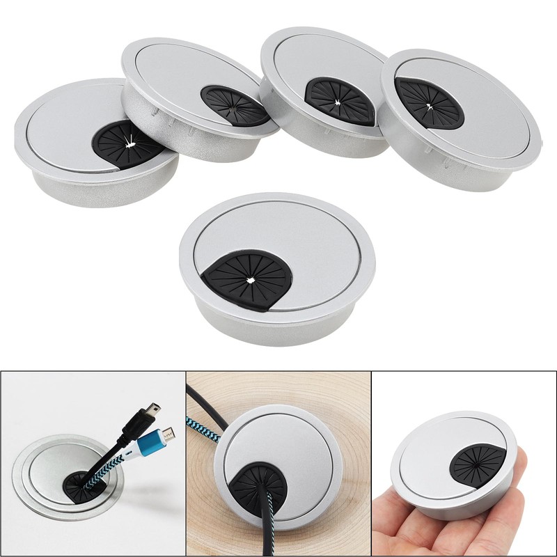 MovFlax Desk Grommet 2 Inch (50 mm) Pack of 5-Silver