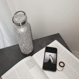 Diamond Wasserflasche, Edelstahl-Thermosflasche, Glitzer-Wasserflaschen, nachfüllbare Wasserflaschen für 12 Stunden heiße und 12 Stunden kalte Getränke (500 ml)