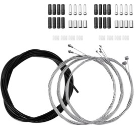 Yuaiosn 2 Sets Bowden Cable Bicycle, Universal Bicycle Brake Set, Bicycle Shift Cable Set, with 2 Pieces Outer Sleeve Cable Hose/Bowden Cable End Sleeve End Caps/O-Ring, Suitable for Mountain Bike and