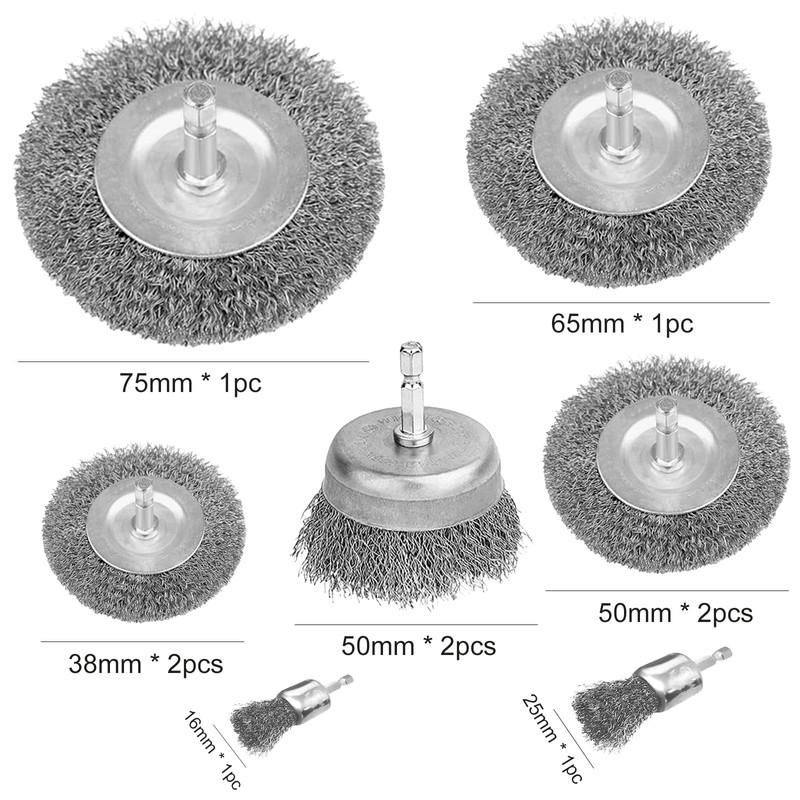10 Pcs Wire Wheel Cup Brush Drill Set, Wire Brush