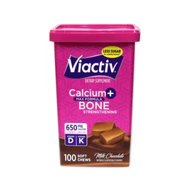 Viactiv Calcium +Vitamin D3 Supplement Soft Chews, Milk Chocolate, 100 Chews - Calcium Dietary Supplement for Bone Health
