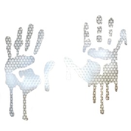 customTAYLOR33 High Intensity Grade Reflective Bloody/Dripping Hands Decals for Helmets, Windscreens, Rear Windows, Bumper Stickers (3 inches Height, White/Silver/Chrome)