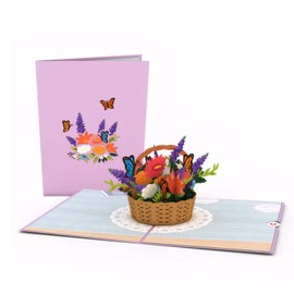 Beautiful 3d Pop-Up Flower Basket Greeting Card - Funny Flower Basket Greeting Card Is A Surprise For Pop-Up Happy Cards, Suitable For Weddings, Anniversary, Birthday For Husband, Wife, Mother