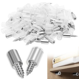 50 Pcs Self Tapping Cabinet Shelf Screws, 1In Nickel Plated Shelf Support Pins with Anti-Slip Sleeves Shelf Support Pegs for Cabinet Furniture