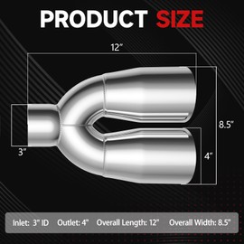 Dual Exhaust Tip 3 Inch Inlet 4 Inch Outlet 12" Length, Polished Stainless Exhaust Tip, Double Wall Weld-on Angle Cut, Universal Tailpipe for Car Truck
