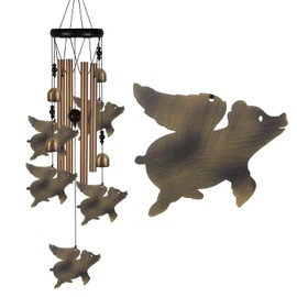 Fly Pigs Wind Chimes Outdoor Decor - with 4 Tubes 5 Pigs Wind Chime, Mobile Romantic Flying Pigs Wind Catcher, Garden Pigs Windchimes for Home, Mom Gifts, Balcony, Tree, Festival, Garden Decoration