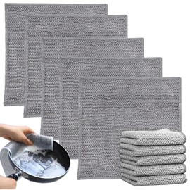 10PCS Multipurpose Non-Scratch Scrubbing Wire Dishwashing Rags, Multipurpose Wire Dishwashing Rags for Wet and Dry, Resuable Kitchen Microfibre Cleaning Cloth (Monolayer)(10)