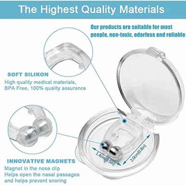 Antironquidos Clip Nasal Magnético, 4 Piezas Dilatador Nasal para Detener los Ronquidos, Facilitar la Respiración y Dormir Cómodo                     