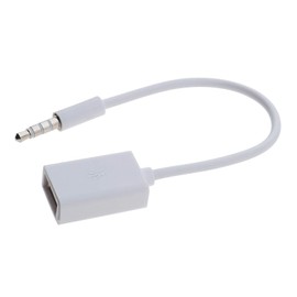 Create idea 1 Pc AUX to USB Adapter 1/8 inch/3.5mm Male Aux Audio Jack Plug to USB 2.0 Female Converter Lead Cable White for Car USB Stick Reading and Playback Only