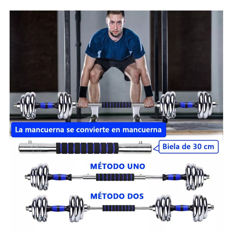 YL01 Kit De Mancuernas Barra Con Pesas Ajustables Para Gimnasio