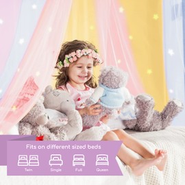 Bollepo Bed Canopy for Girls with Glowing Stars - Princess Rainbow Baby Canopy for Bed, Netting Room Decor, Ceiling Tent, Canopy for Crib | Single, Twin, Full, Queen Size Kids Bed Curtains