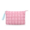 DOB SECHS Cute Quilted Makeup Bag with Handle, Checkered Puffer