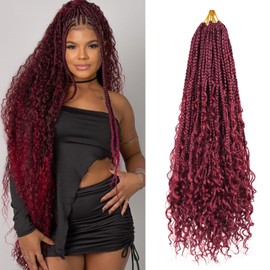 Vustbeauty 9 Packs Boho Box Braids Crochet Hair 18 Inch Goddess Box Braids Crochet Hair With Curly Ends Synthetic Bohemian Hair Extension For Women (24 inch, bug)