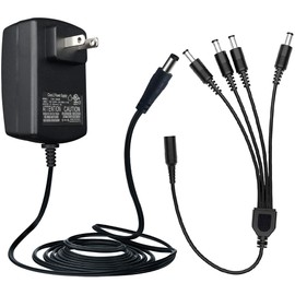 12V 2A 10ft AC to DC Power Supply Adapter & 4-Way DC Power Splitter Cable for CCTV Security Camera/DVR/NVR/LED Strip Lights, UL Listed/FCC/VI
