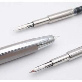 JINHAO 10 Press Fountain Pen Retractable Metal Pen with Ink Converter (Extra Fine Nib, Gradient Grey)